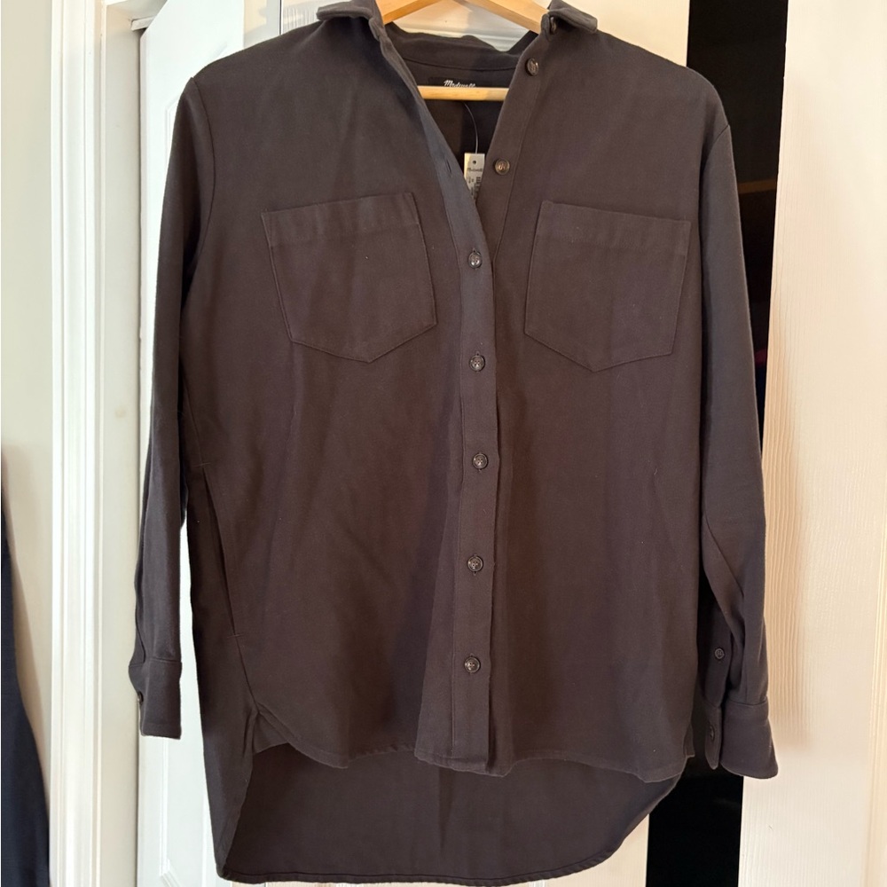 Madewell faded black Button-Up Shirt brushed fabric NWT
